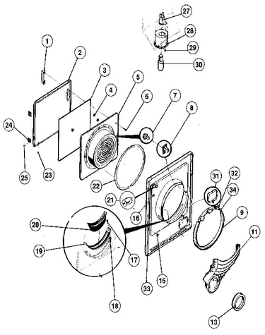 Door, front panel, lint filter