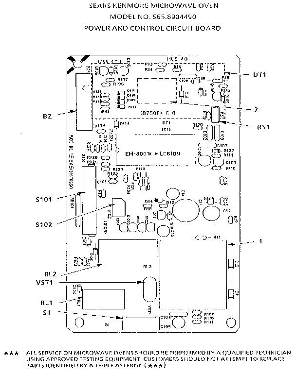 POWER AND CONTROL CIRCUIT BOARD