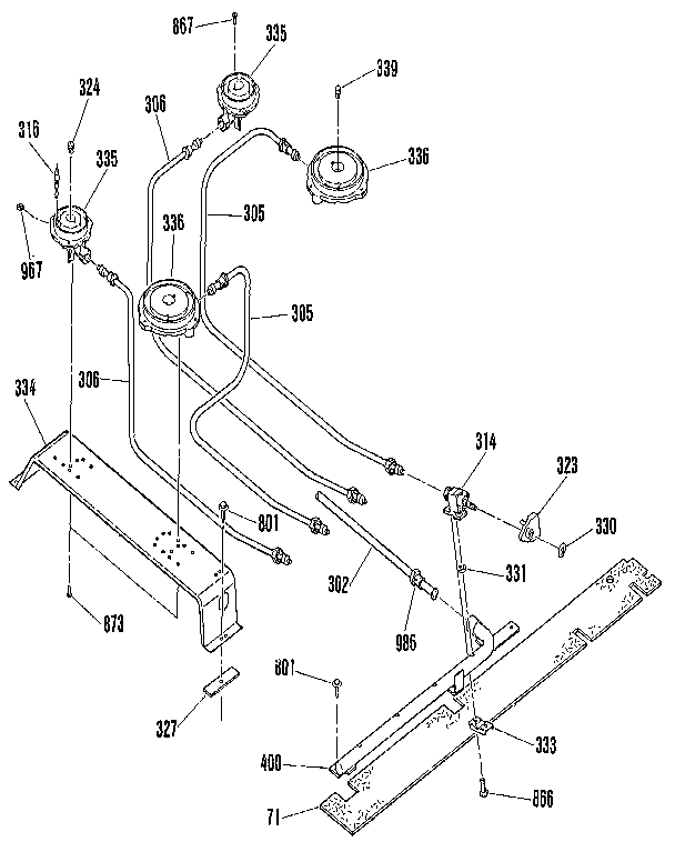 Top burner section