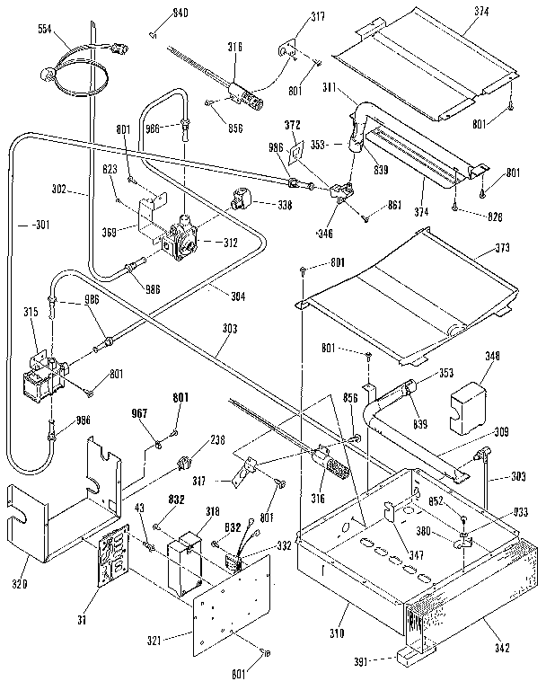 Broiler and oven burner section