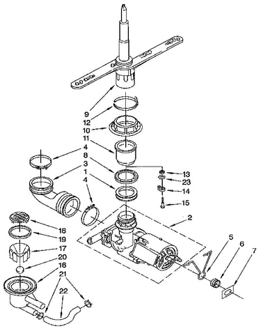 Pump and spray arm