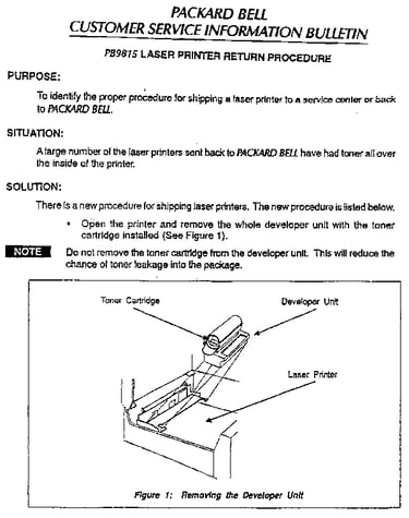 Customer service info. bulletin:purpose/situation/solution