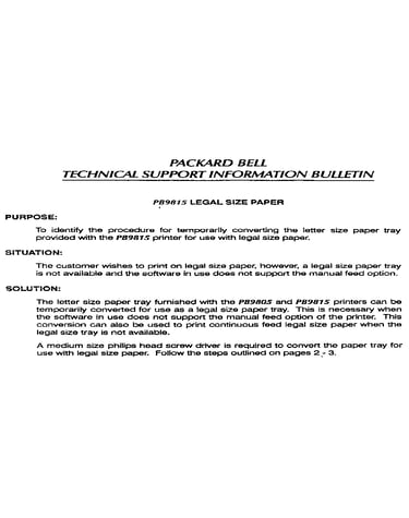 Technical support: purpose/situation/solution