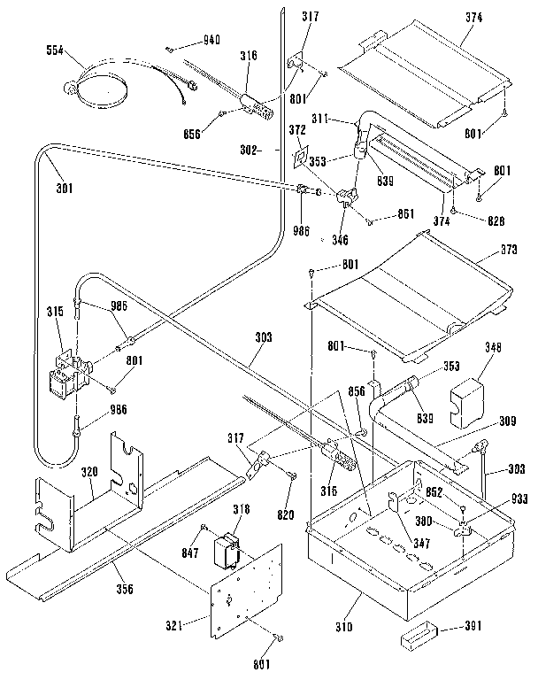Broiler and oven burner section