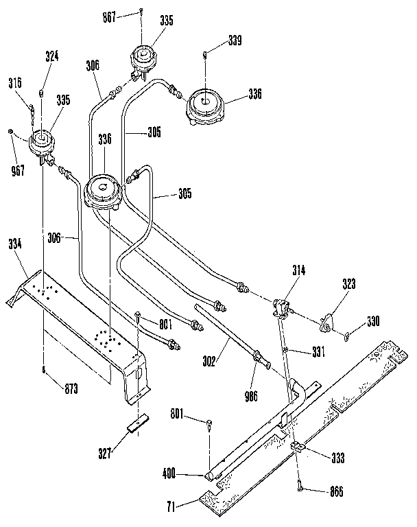 Top burner section