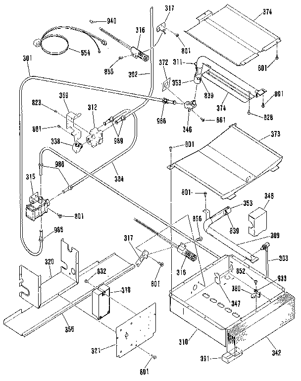 Broiler and oven burner section