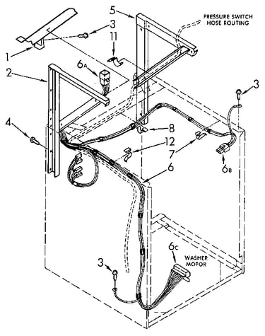 Dryer support and washer cabinet harness
