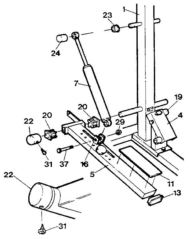Pedal & resistance cylinder assembly