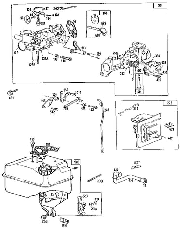Carburetor and fuel tank assembly