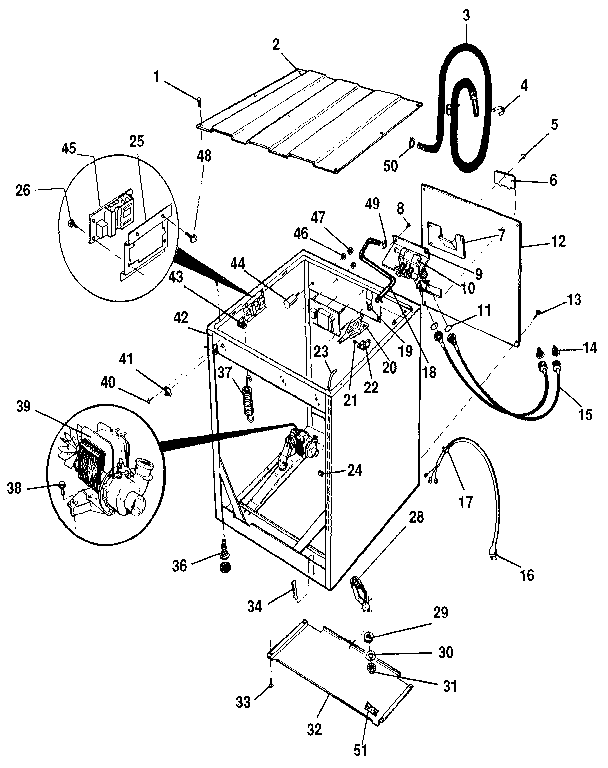 Cabinet, pump, speed-control & hoses