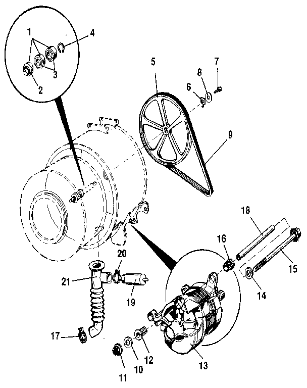 Pulley, belt & motor main
