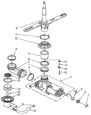 Pump and spray arm