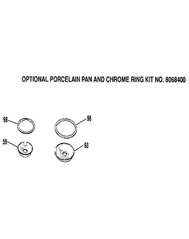 Optional porcelain pan and chrome ring kit no. 8068400