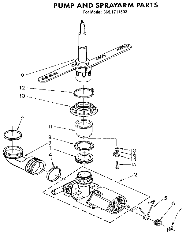 Pump and sprayarm