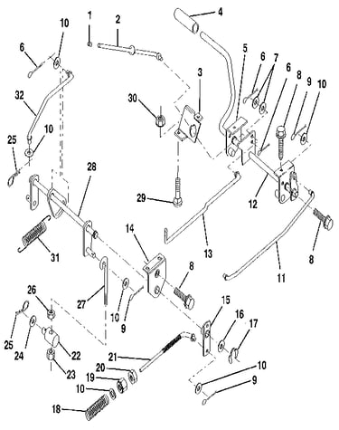 Brake/rear mower lift assembly