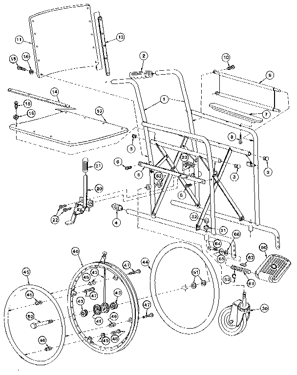 Economy folding wheel chair