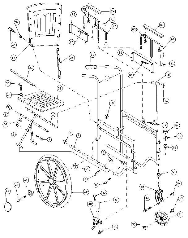 FOLDING WHEEL CHAIR REMOVABLE ARM