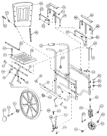 Folding wheel chair removable arm