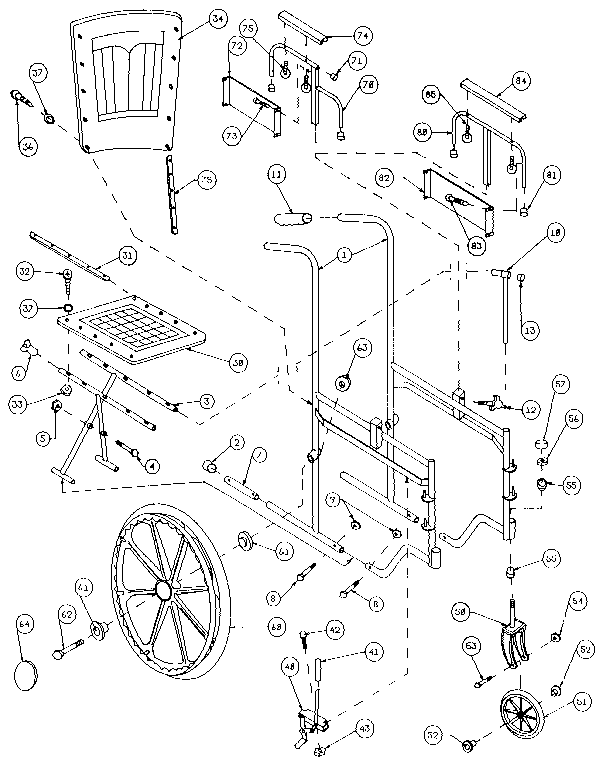 Folding wheelchair removable arm.