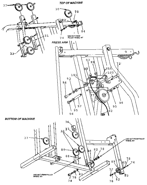 Pulley wheel installation details