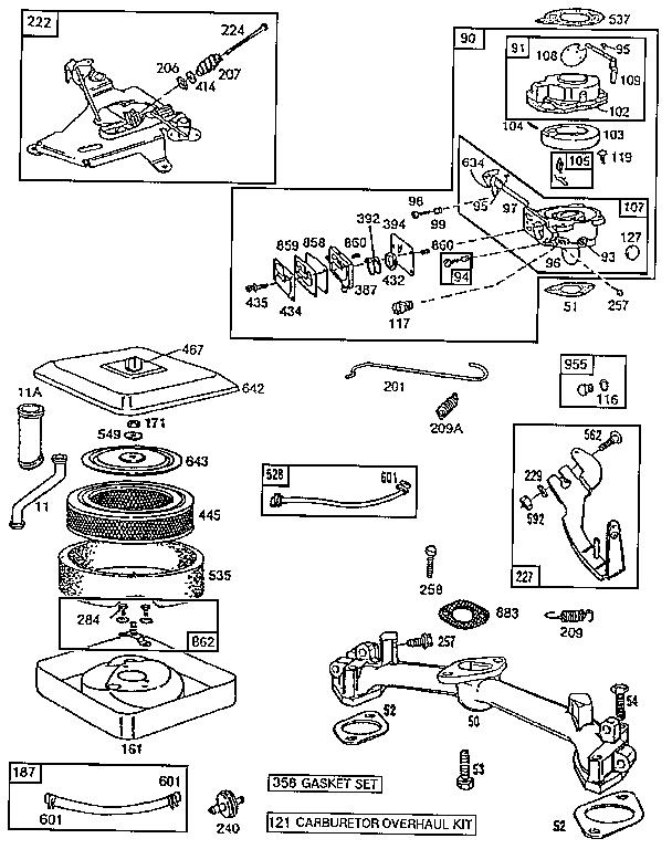 AIR CLEANER BODY AND CARBURETOR ASSEMBLY