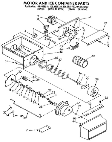 Motor and ice container
