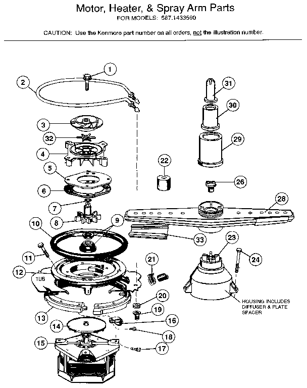 Motor, heater, and spray arm details