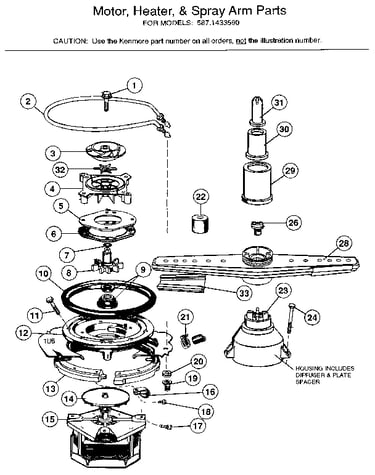 Motor, heater, and spray arm details