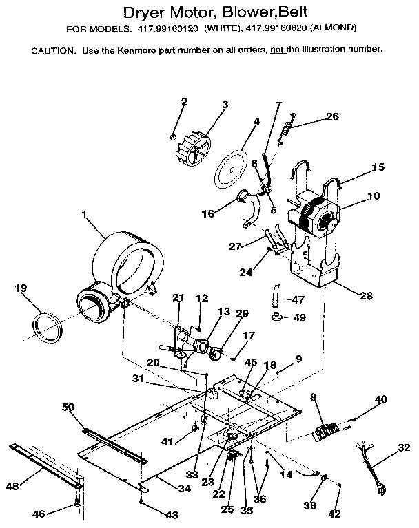 Dryer moter, blower, belt