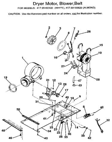 Dryer moter, blower, belt