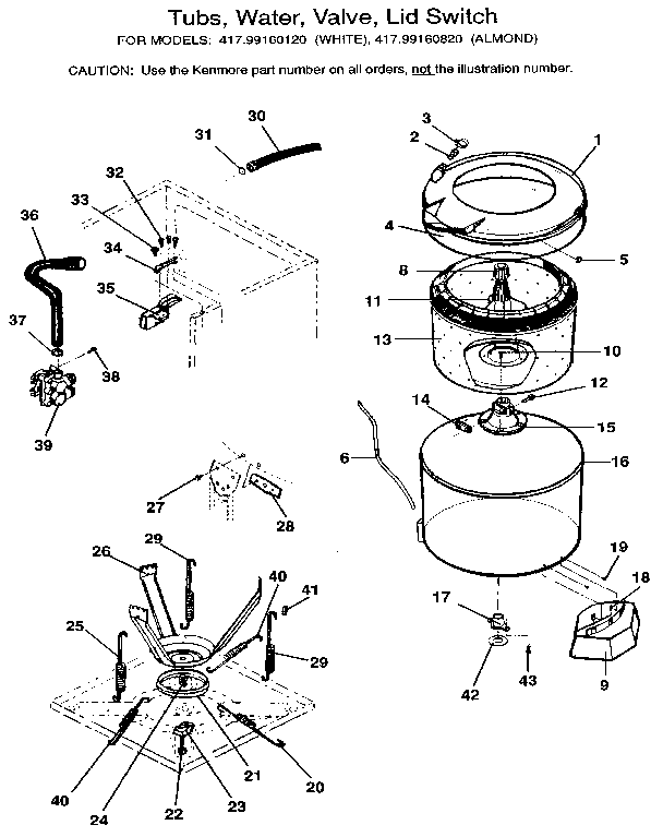 TUBS, WATER, VALVE, LID SWITCH