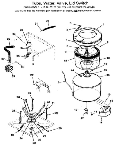 Tubs, water, valve, lid switch