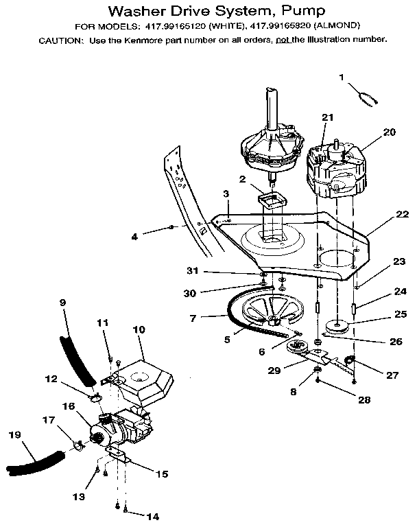 Washer drive system, pump