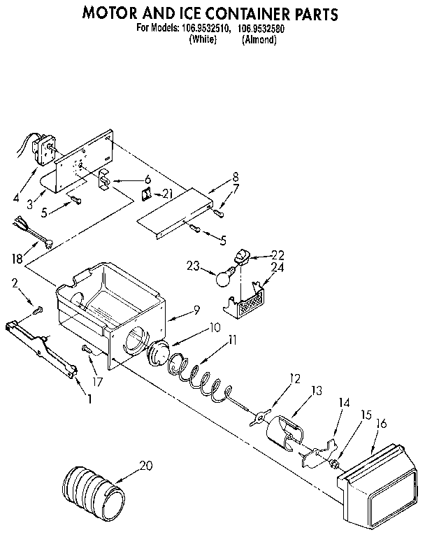 Motor and ice container