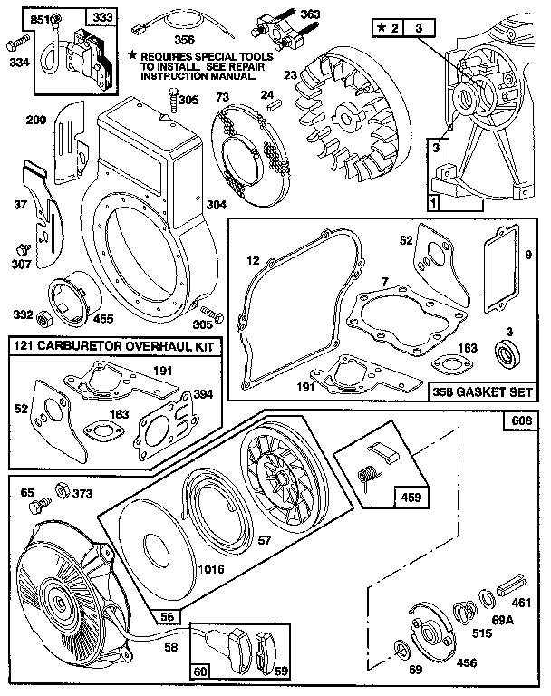 REWIND STARTER AND FLYWHEEL ASSEMBLY