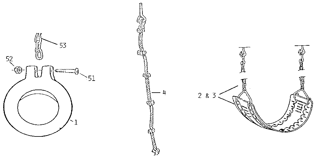 Gym ring, rope & swing assembly