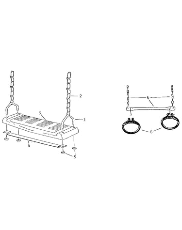 Swing seat and gym ring assembly