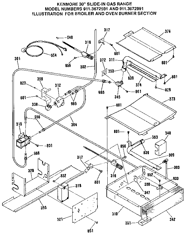 Broiler and oven burner section