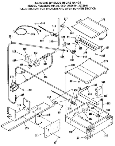 Broiler and oven burner section