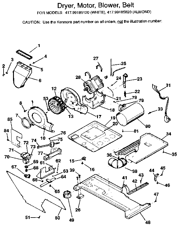 DRYER, MOTOR, BLOWER, BELT