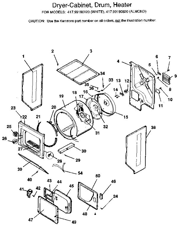 Dryer-cabinet, drum, heater