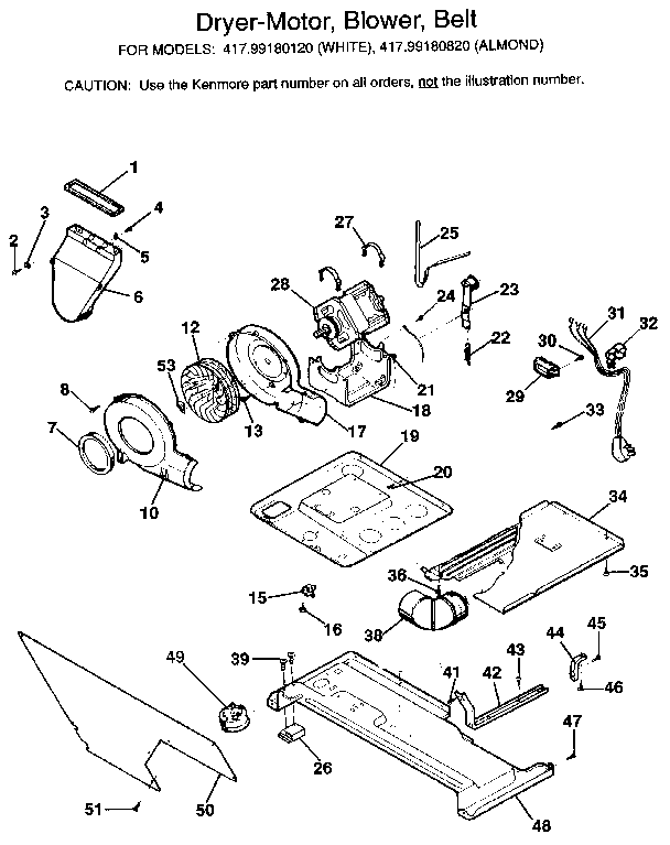 Dryer-motor, blower, belt