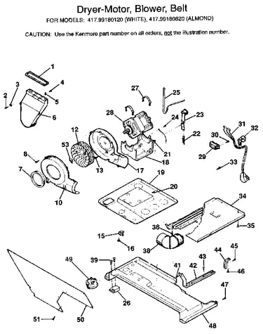 Dryer-motor, blower, belt