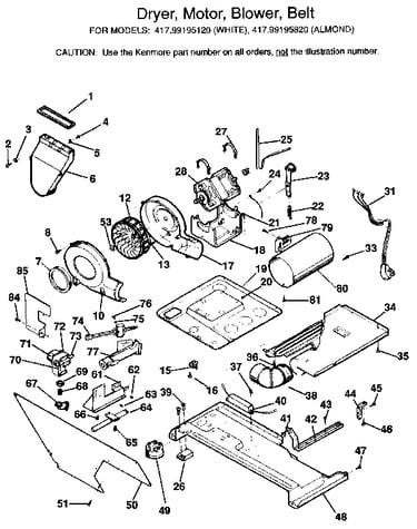 Dryer, motor, blower, belt