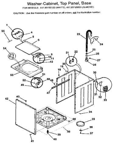 Washer-cabinet, top panel, base
