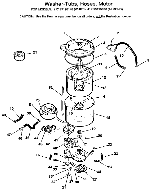 Washer-tubs, hoses, motor