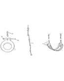 Gym ring, climb rope, and swing seat assembly