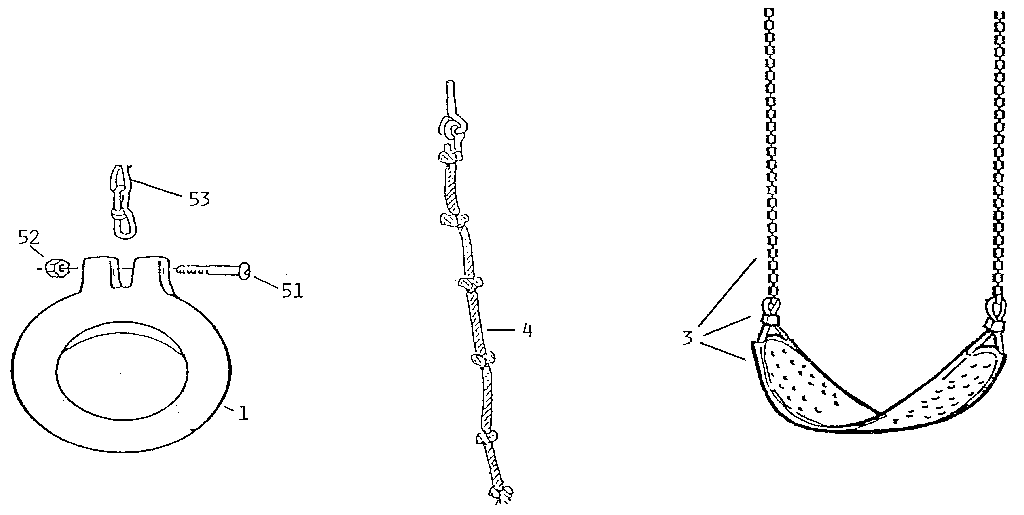 Gym ring, rope, & swing assembly