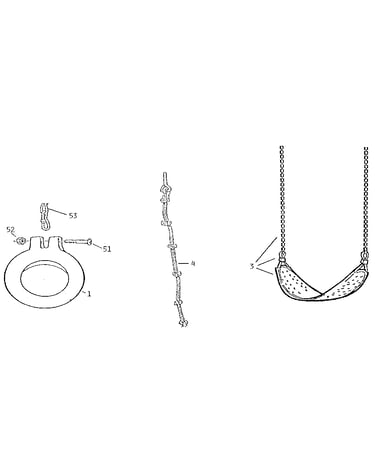 Gym ring, rope, & swing assembly