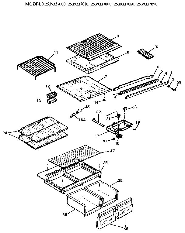 Separator and shelves